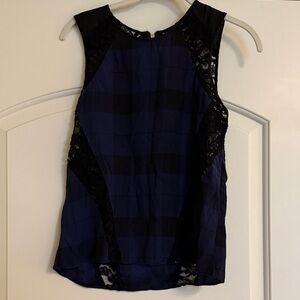 Parker Black and Blue Sleeveless Blouse